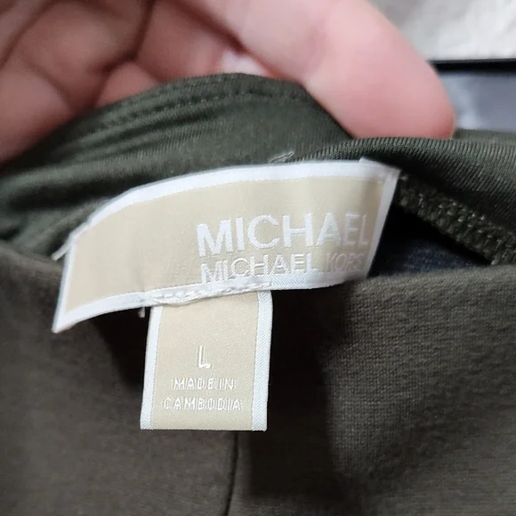 Michael Michael Kors Knit Chic Olive Green Stretch Trousers Size Large - Picture 2 of 7